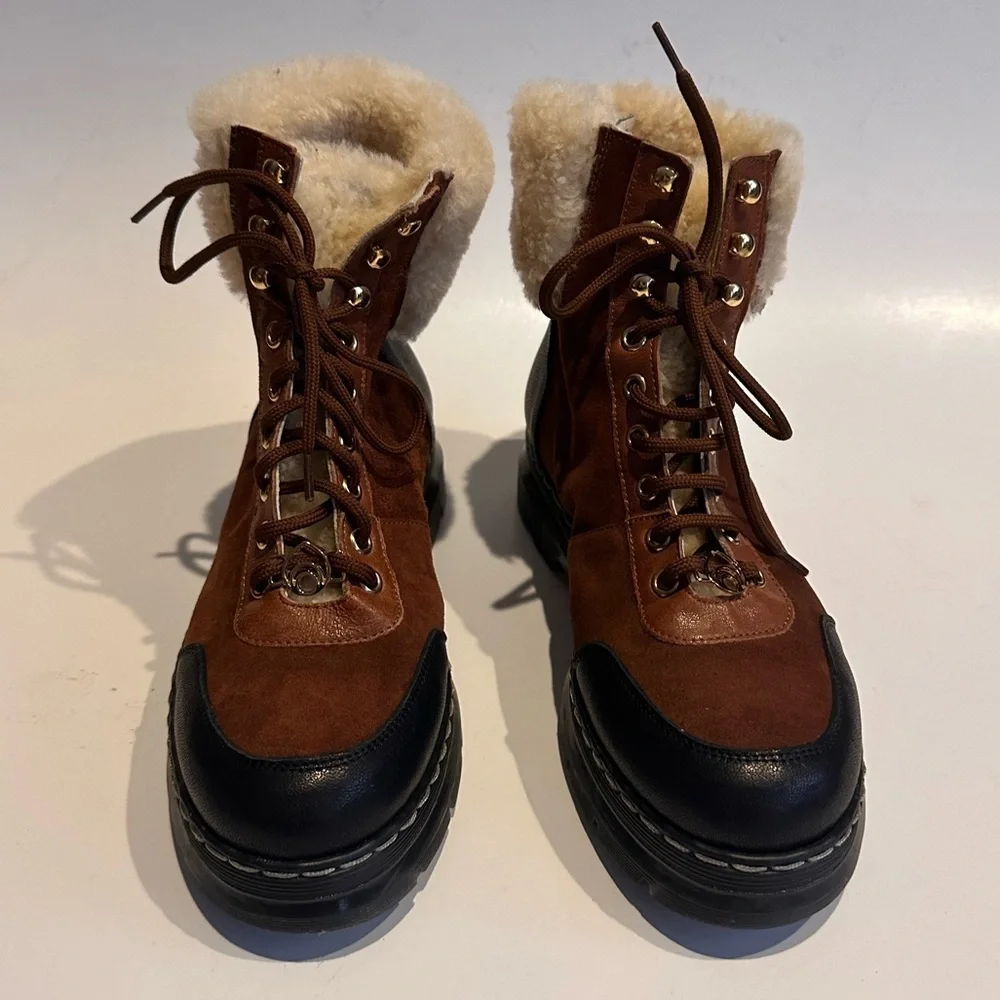 Brother Vellies Women's Alps Shearling Trim Hiking Boots